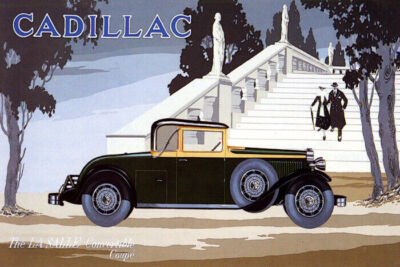 AMERICAN CADILLAC LA SALLE CONVERTIBLE COUPE LUXURY CAR VINTAGE POSTER REPRO