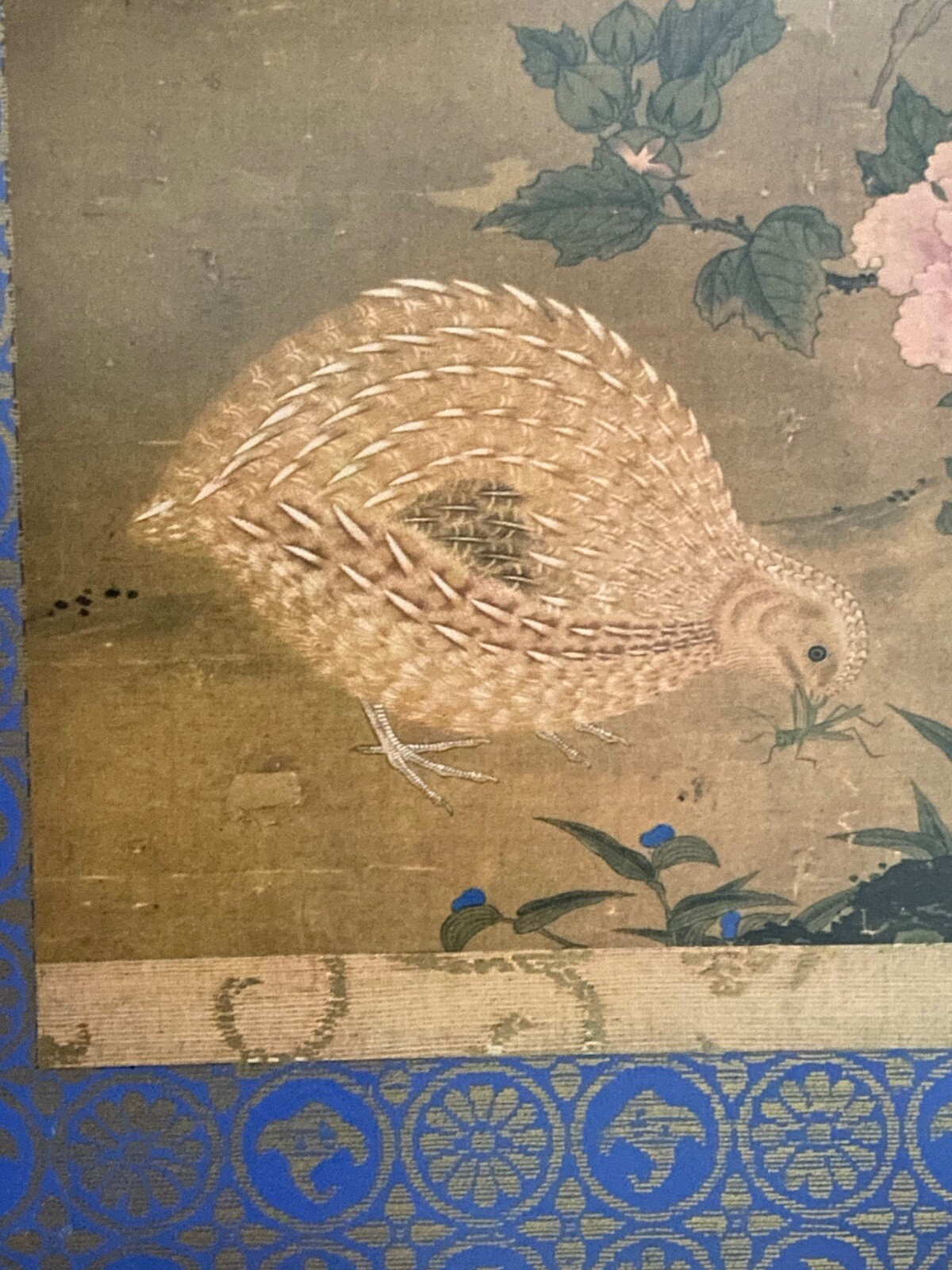 Tosa Mitsuoki Vintage Quails and Flowers Framed Art Print Gold Frame