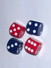 Backgammon Precision Dice 14mm (9/16in) 4pc Blue w/White & Red w/White