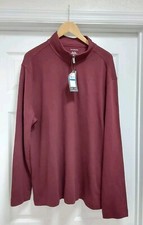Van Heusen Sweater Men s Size XL Burgundy Striped 1/4-Zip Classic Fit Casual