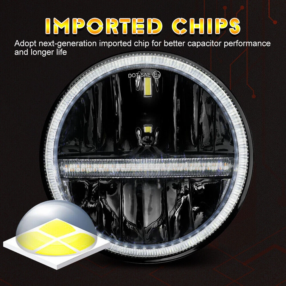 Classic Mini/Austin 7'' LED Scheinwerfer Rund Halo Hi/Lo für Oldtimer E geprüft - Bild 4 von 4