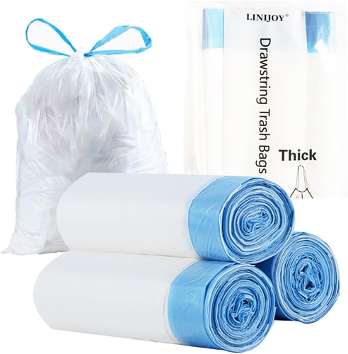 4 Gallon Trash Bags Drawstring,Small 60 Counts Strong Drawstring Trash Bags,Whit