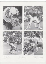 DAN PASTORINI HOUSTON OILERS  AUTOGRAPHED 8 1/2 X 11  PHOTO MARK ON BACK