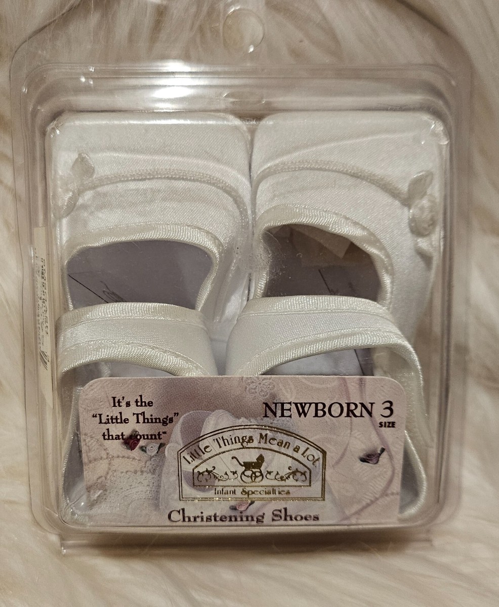 Chaussons De Baptême Little Things Mean A Lot – Taille 2 Nouveau-né, Neufs Avec étiquettes
