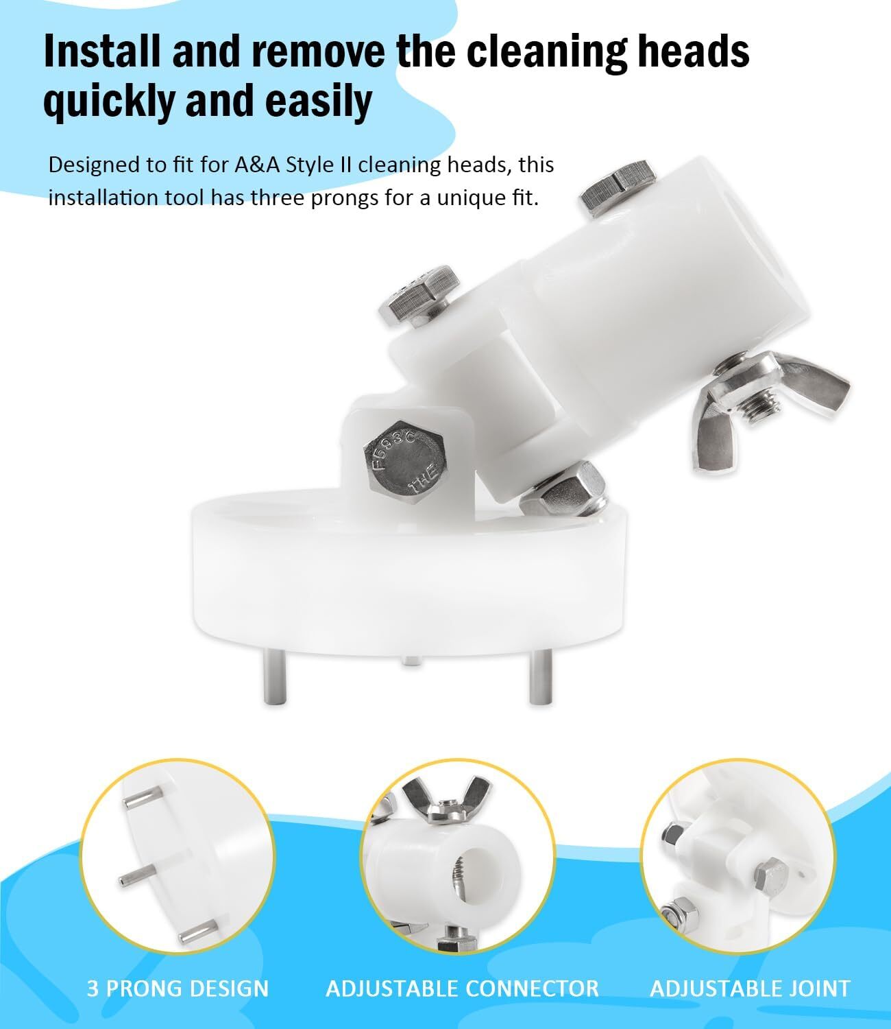 A and A Style II Cleaning Head Installation/Removal Tool 522079 , 3 Prong