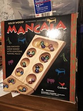 Vintage MANCALA Solid Wood Board Game with 50+ Gemstone Playing Pieces, Cardinal