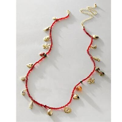 Free People Marson Belly Chain Red NWT Charm Necklace  display picture 3
