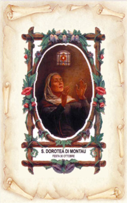 SANTINO HOLY CARD BLESSED DOROTEA DA MONTAU n 1 type parchment
