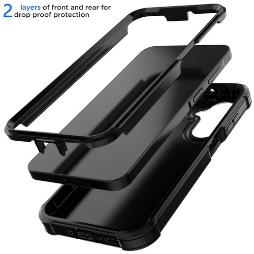 For Samsung Galaxy A26 5G Black Case Rugged Dual Layer Cover / Tempered Glass - Picture 5 of 43