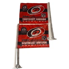 NHL Carolina Hurricanes Car Flags 2002 Southeastern Division Champs (2 Flags)