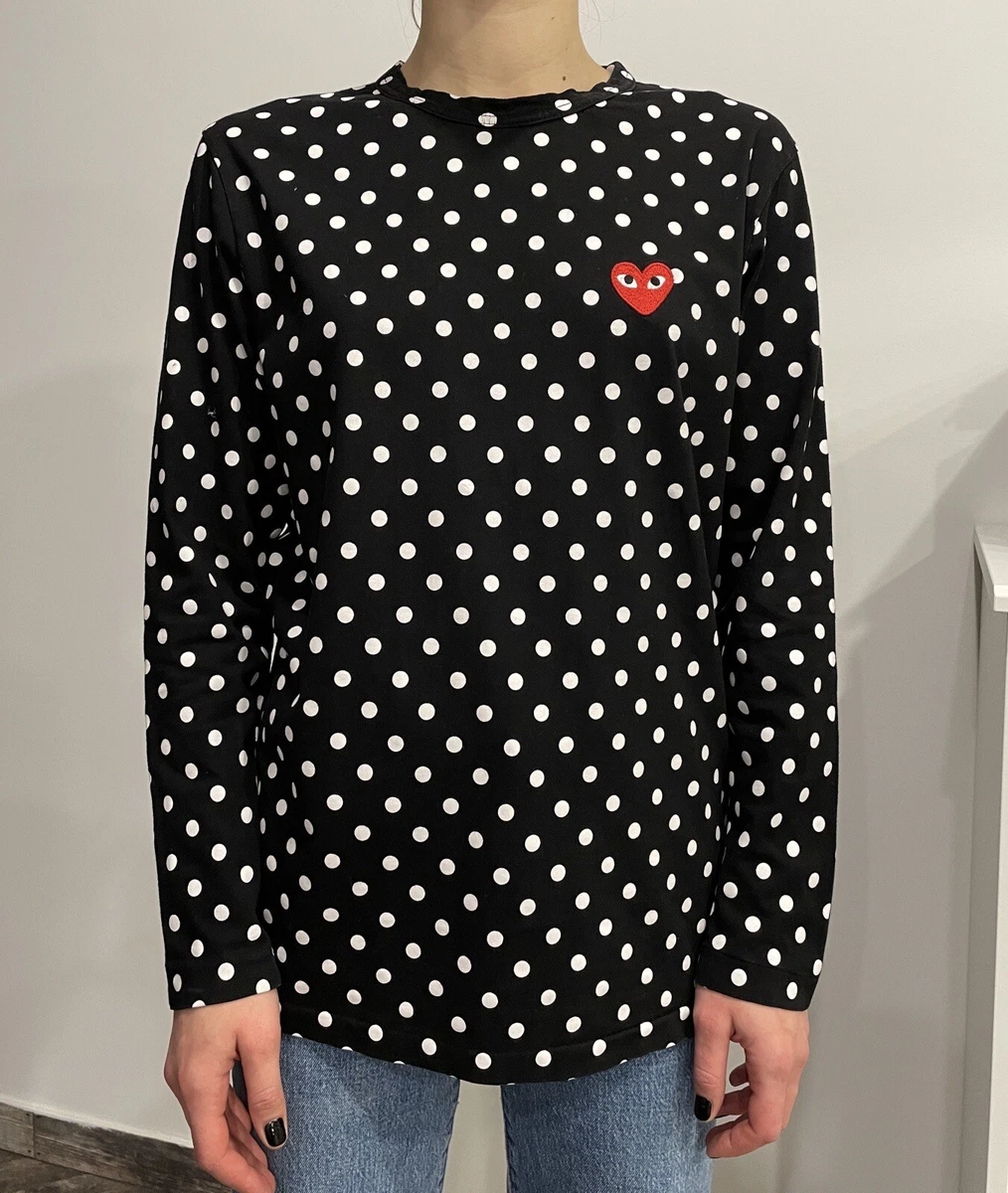 Comme Des Gar ons Black Polka Dot Long Sleeve Top Shirt eBay