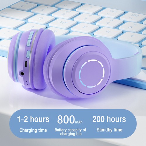 Niños Niñas Auriculares Inalámbricos Bluetooth 5.2 Auriculares Luces LED Auriculares Regalo - Imagen 13 de 27