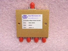 NEW Clear Microwave 4DS-9D00 SMA 4-Way Multi-Octave Band Power Divider 6-12GHz