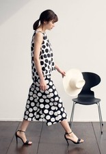 Marimekko White with Black Dots Sleeveless Tunic Top by Uniqlo XL ADORABLE!