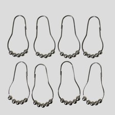 Stainless Steel Shower Curtain Rings Set of 8 Ball Bead Roller Hooks