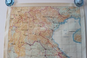 Vintage Vietnam Southeast Asia Army Military Briefing Map 34.5 in x 24 in