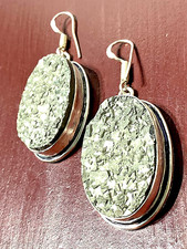 NATÜRLICH PYRIT DRUZY  Edelstein 925 Sterlingsilber Schmuck OHRHÄNGER HANDGEFER