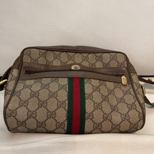 GUCCI GG Supreme Sherry Line Shoulder Bag GG Canvas Beige Brown Italy Authentic