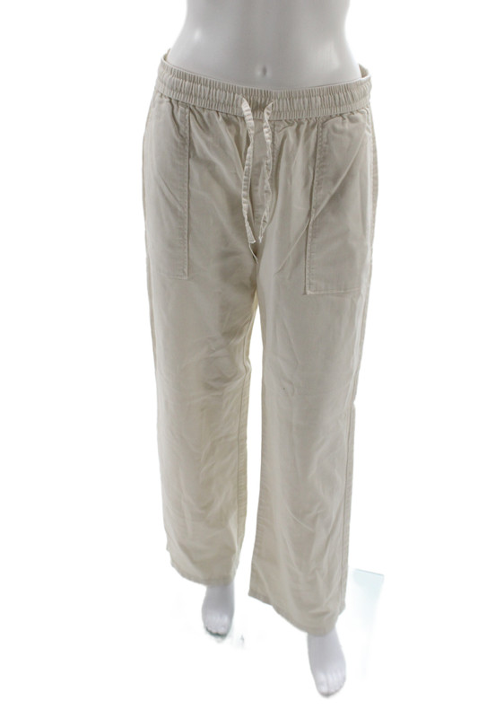 MNG Womens Jogger Pants Beige Cotton Drawstring Inseam 30 Size M