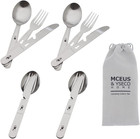 Camping Utensils 4 in 1 Cutlery Set Portable Stainless Steel Spoon Fork Knife Bo