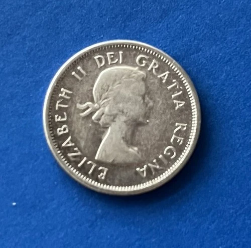 1958 Canadian Silver Quarter - 80% Silver - Queen Elizabeth II - Caribou