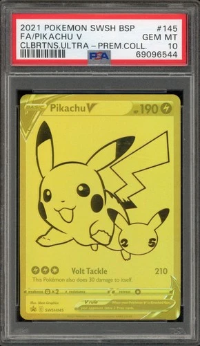 Pokemon Pikachu V Celebrations Ultra-Premium Coll. Full Art Promo SWSH145 PSA 10
