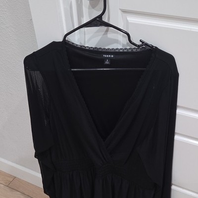 Torrid Black Lace Accent Plus Size 3 V-Neck Pullover Women's Blouse