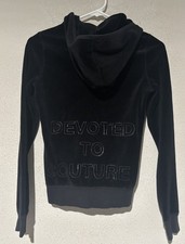 Vtg Juicy Couture USA Hooded Velour Track Jacket Sz S Devoted To Couture E8