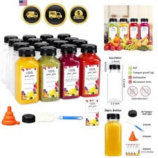 50pcs 8oz Juice Bottles, Plastic Bottles with Caps, Bulk Clear Beverage Conta...