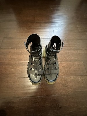 Rick Owens Black Leather Hiking Tractor Gladiator Sandal Shoes size 40