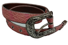 28 SHYANNE Leather Belt, Pink Lace Glitter Rhinestone Western Blingy Show Rodeo