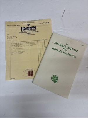 Morris Minor 1000 NOS Org. Drivers Handbook Dated 6/61 w/UK Bill of Sale £590.00