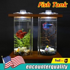 Dual Glass Desktop Mini Goldfish Betta Fish Tank Micro Landscape Tank Aquarium