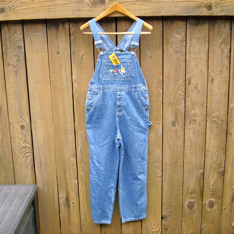 New M&M Mars, Overalls Blue Jean Denim, Womens Large (14), With Tag 26" Inseam