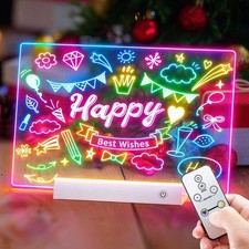 LED Drawing Board with Remote Control,Rechargeable Glow Doodle Light Up Drawi...