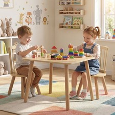 Kids Table and 2 Chairs Set Toddler Furniture for Art