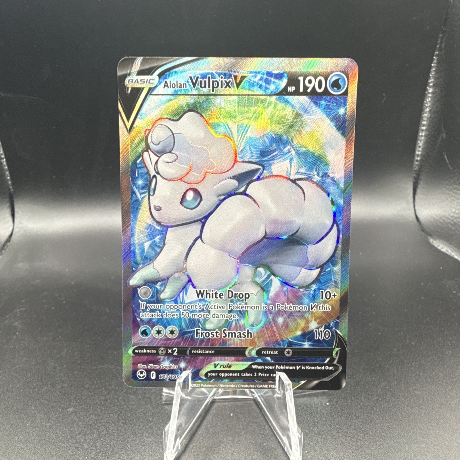 Pokémon TCG Alolan Vulpix V 173/195 Silver Tempest Ultra Rare Holo 190 HP Eng