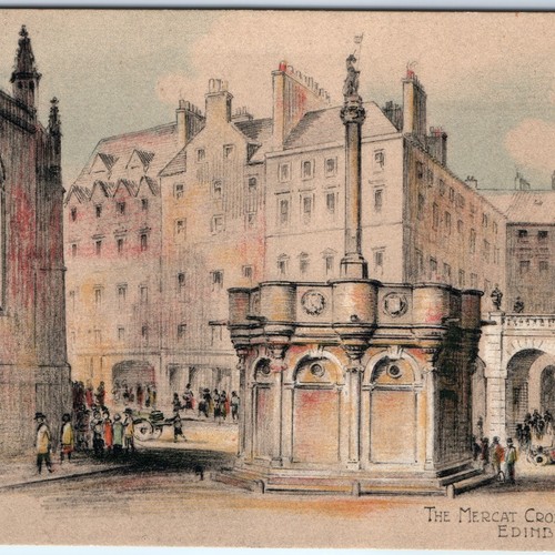 c1910s Edinburgh, Scotland Mercat Cross High St Giles Cathedral Gothic A346
