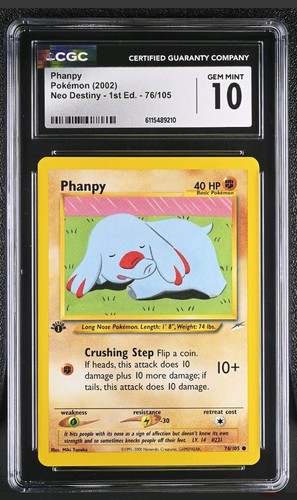Phanpy (1st Edition) graded CGC 10 for sale on eBay