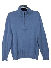 Men's Nautica 1/4 Zip Sweater Blue Classic Preppy Casual Office Career