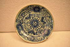 Antico Blu Bianco Porcellana Sunburst Piastra 5” Mano Dipinto Floreale Cinese R