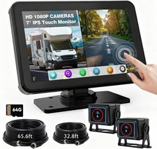 RV Backup Camera Wireless HD 1080P with 7 Inch Touch Key DVR Monitor for RVs,...