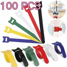 100 PCS Cable Straps Hook Loop Tie Reusable Wire Cord Fastening Organizer Laptop
