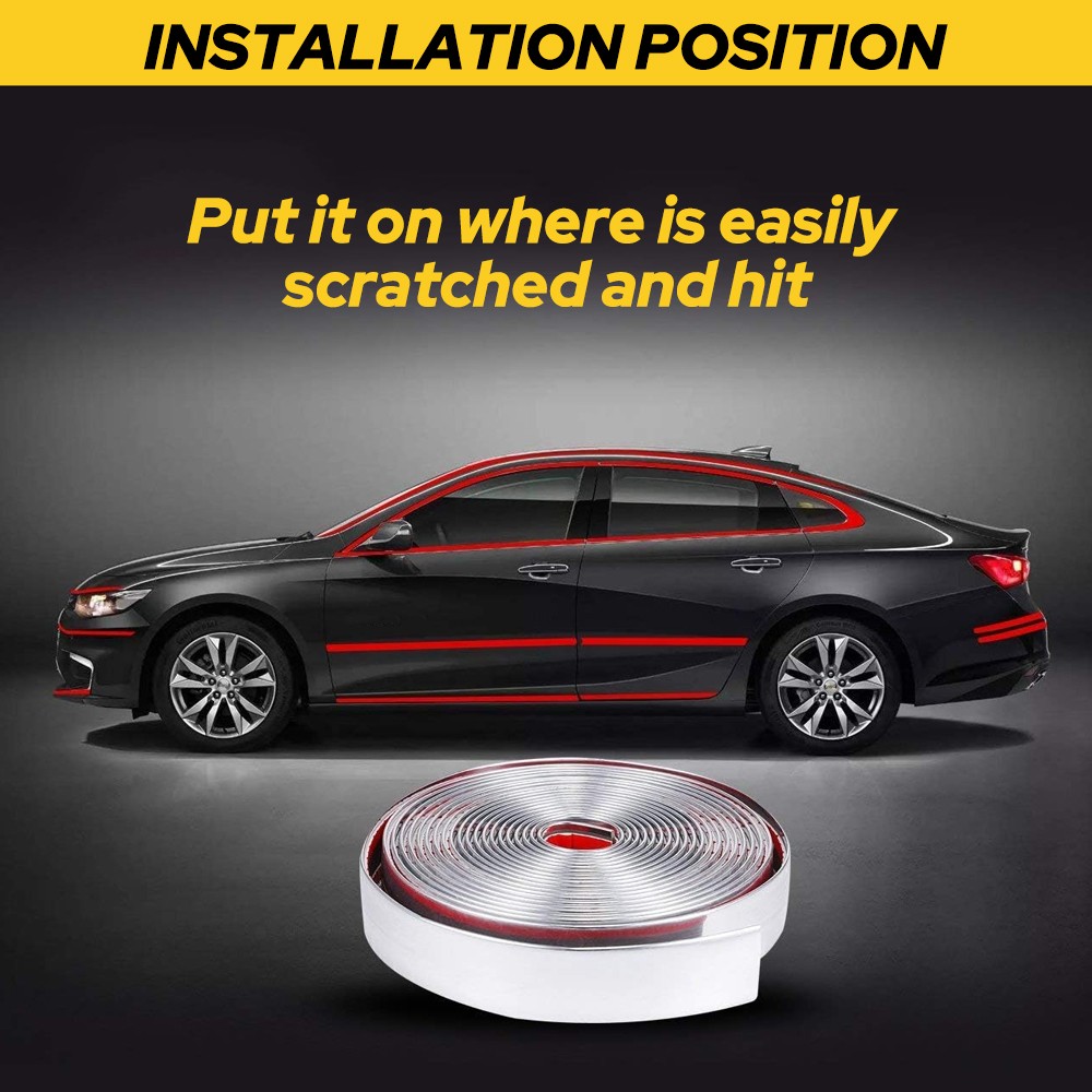 3M Chrome Trim Molding Strip Car Body Door Side Protector Strip Decoration USA