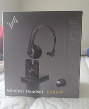 JIAMQISHI EH06-P Wireless Bluetooth Single Ear Headset USB Dongle Base Black