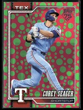 2026 Topps #96 Corey Seager Holiday Polka Dots Green / Pink