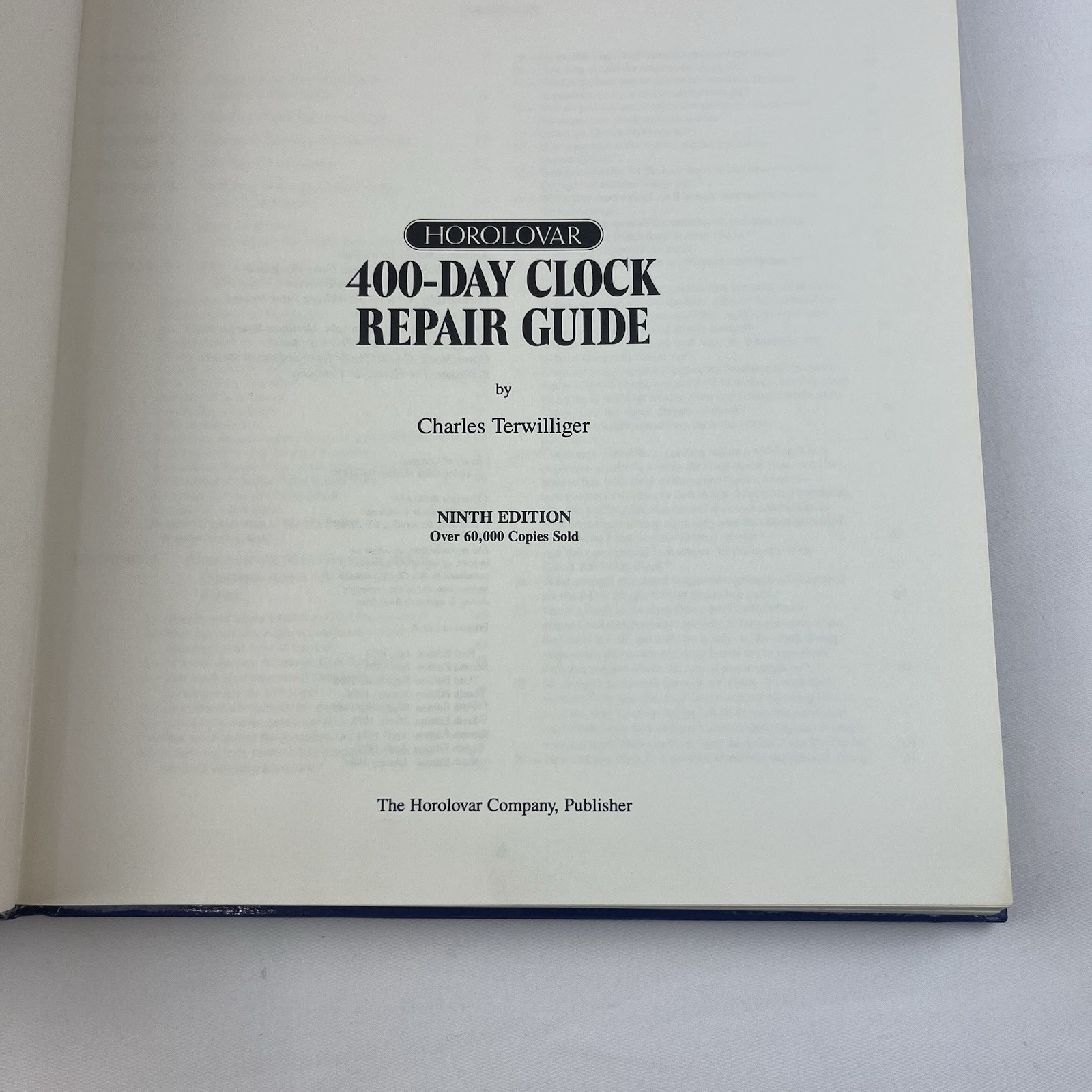Horolovar 400-Day Clock Repair Guide 9th Edition HC Charles Terwilliger