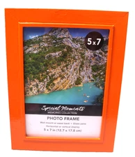 SPECIAL MOMENTS PHOTO FRAME 5" x 7" bright orange frame back hook and easel