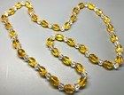Vintage  29" Long Czech  White/Yellow Art Glass  Beads Link Necklace — photo 3