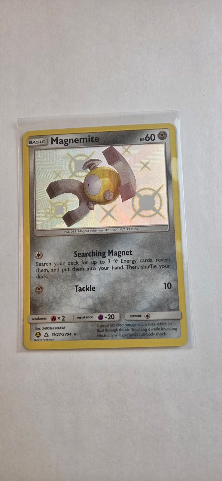 Magnemite SV27/SV94 Shiny Holo Rare Hidden Fates: Shiny Vault Pokemon Card NM
